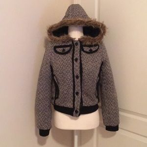 Beverly Hills Polo Club Wool Faux Fur Trim Jacket