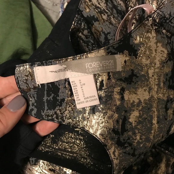 Forever 21 black Gold Party Dress S Small - Picture 4 of 4