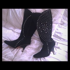 Black Suede studded boots