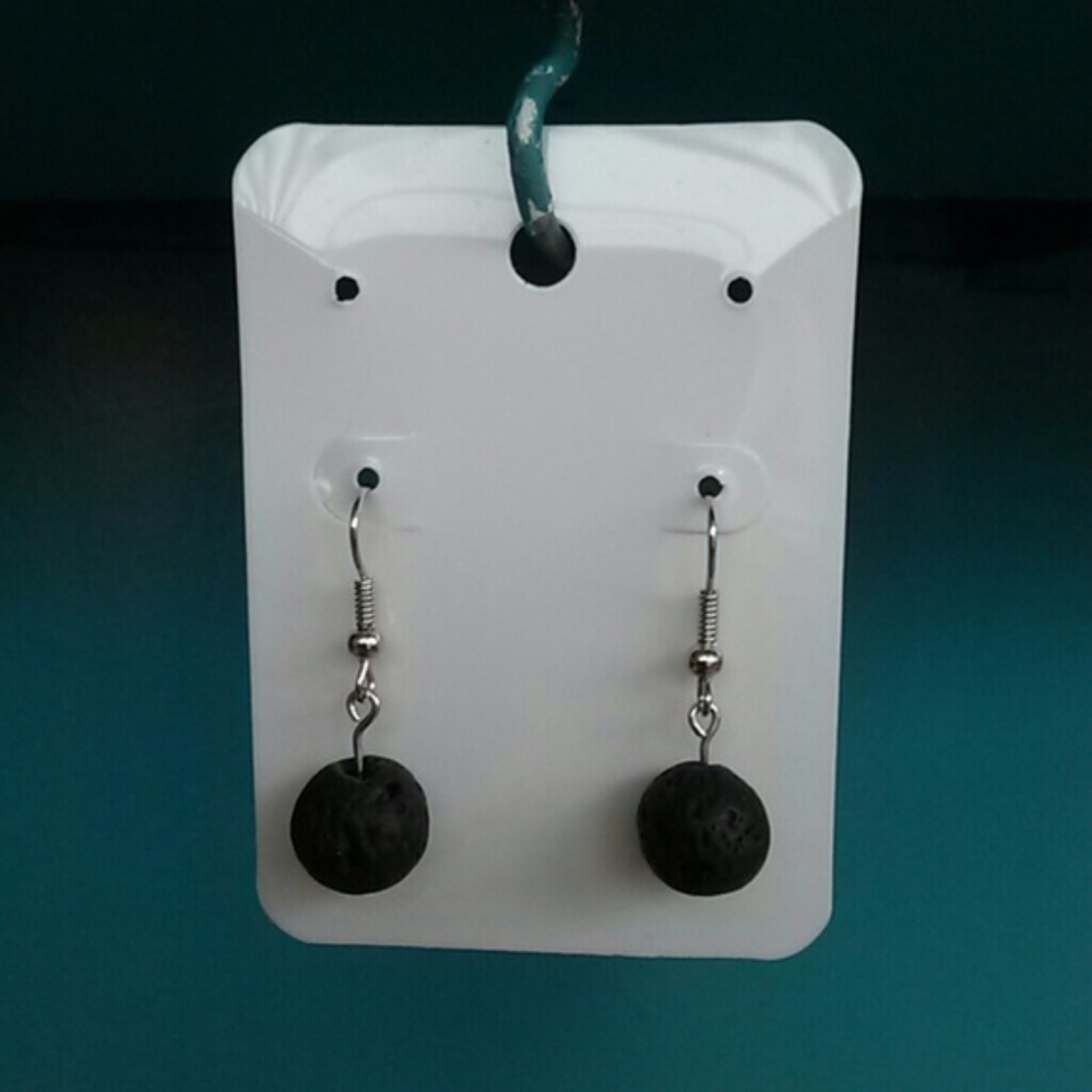 Round Black Lava Bead Diffuser Earrings