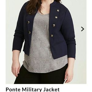 Torrid Dark Blue Ponte Military Jacket