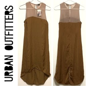 UO Sparkle & Fade High Low Bronze Midi Dress