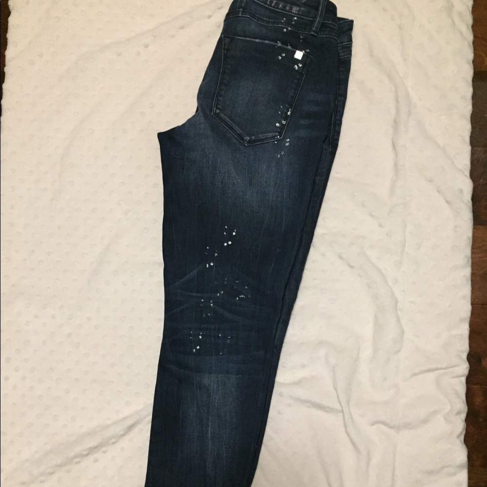 Bebe paint splatter girlfriend jeans