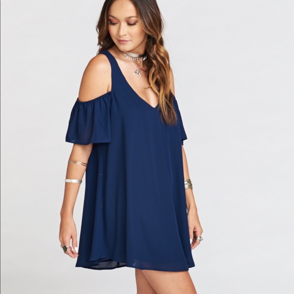 Birdie Ruffle Dress  Rich Navy Crisp