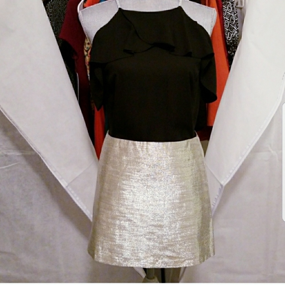 Alice + Olivia Metallic Lame Mini Skirt