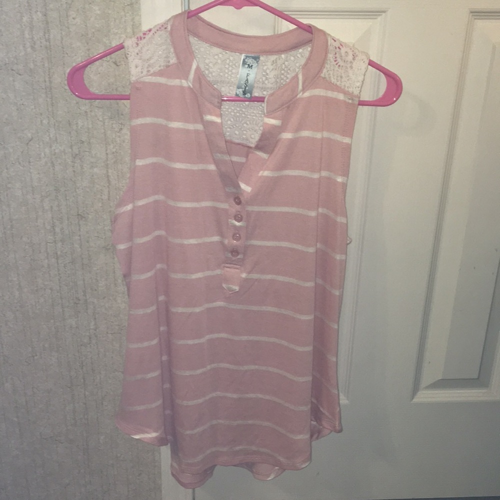 Laced shoulder striped tank