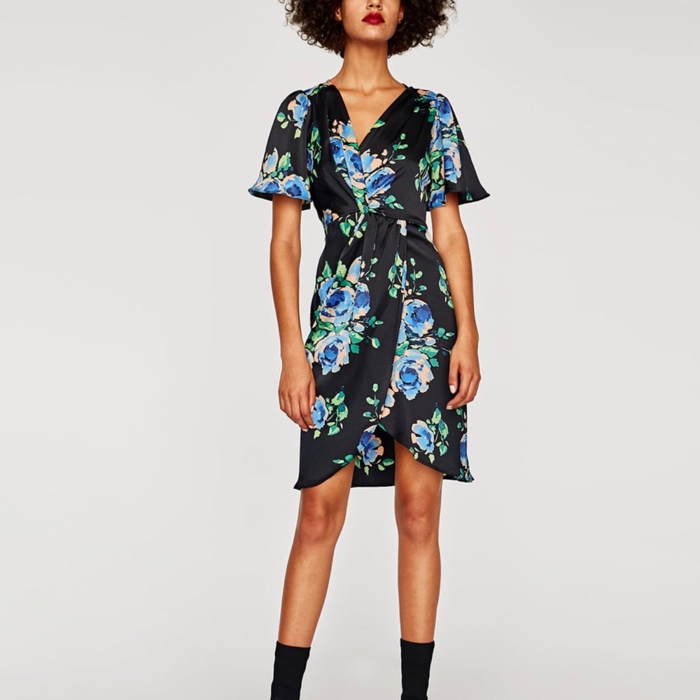 Zara Knotted Floral Printed Dress