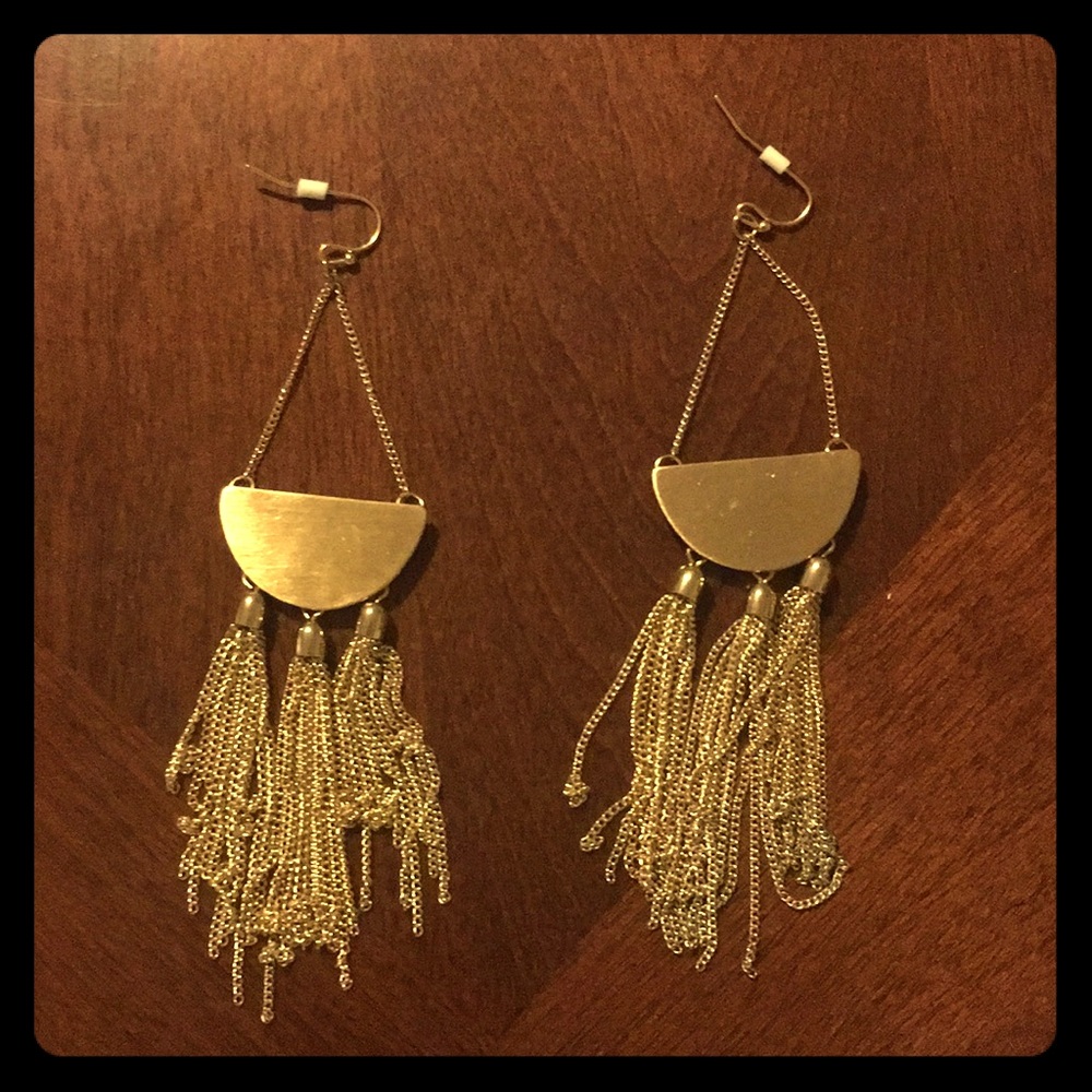 Long dangly gold earrings