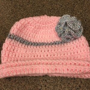 Pink crochet handmade hat for baby 3 mid to 12 mos