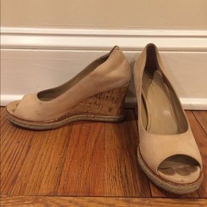Cole Haan wedge open toe. Beige. Size 6