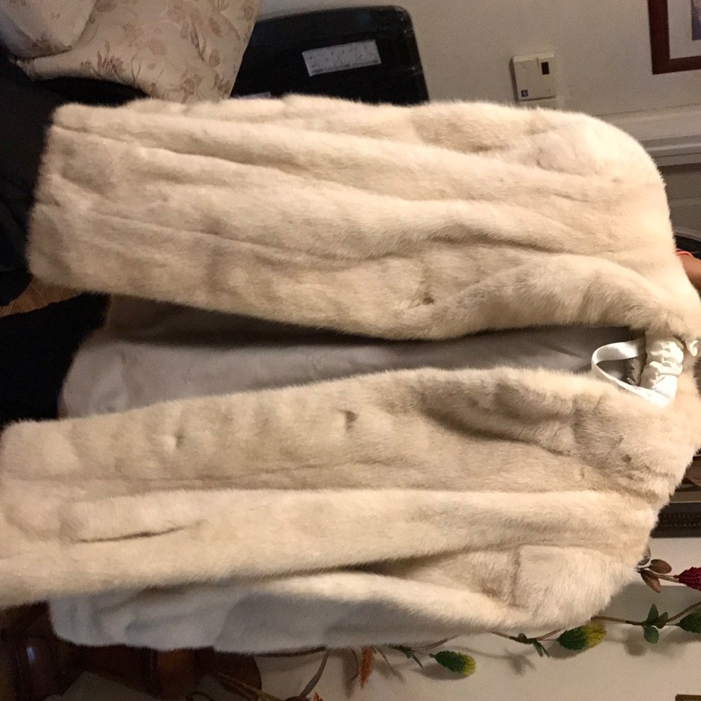One natural ivory long womens mink jacket!