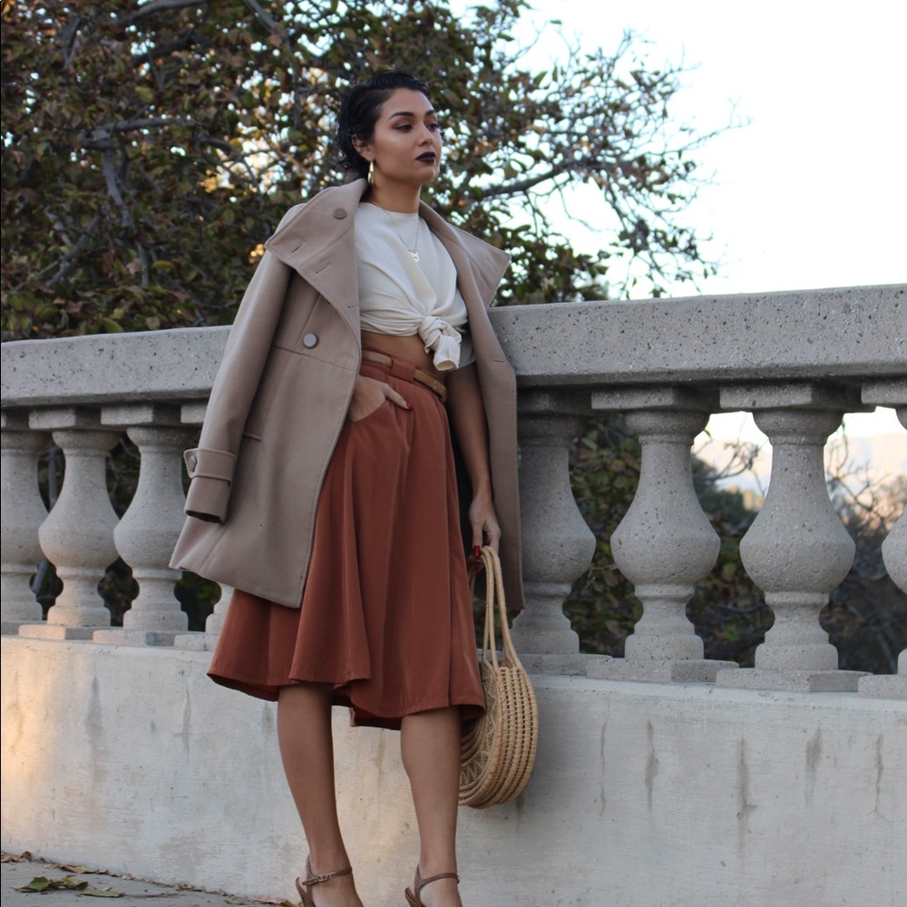 A-line rust skirt w/ pockets