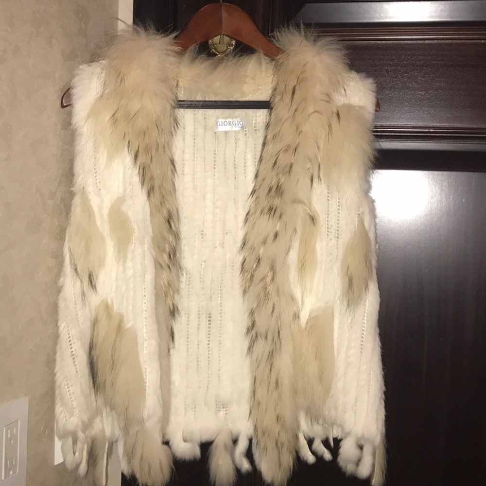 Cream colored fur vest