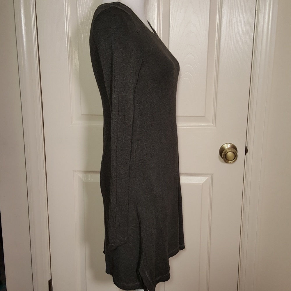 Kensie Long Sleeve Charcoal Gray Dress - Picture 2 of 8