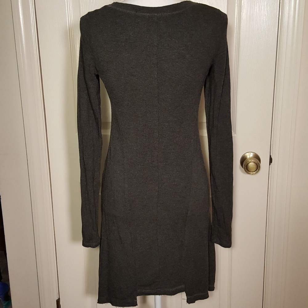 Kensie Long Sleeve Charcoal Gray Dress - Picture 4 of 8