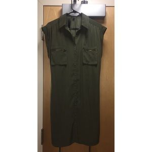 Express green short button down short dress