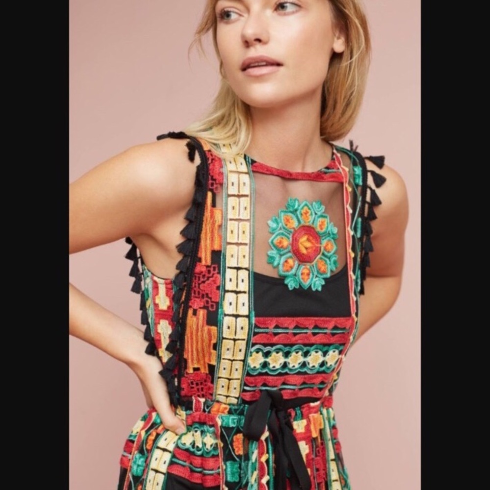 Anthropologie Saskia Embroidered Dress