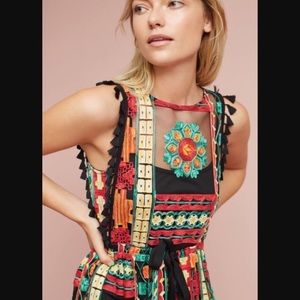 Anthropologie Saskia Embroidered Dress