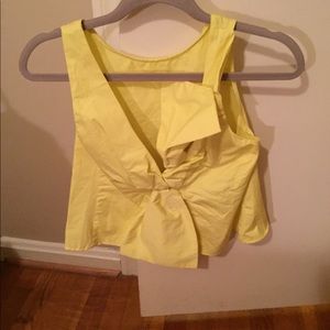 Zara yellow sleeveless crop top with bow back