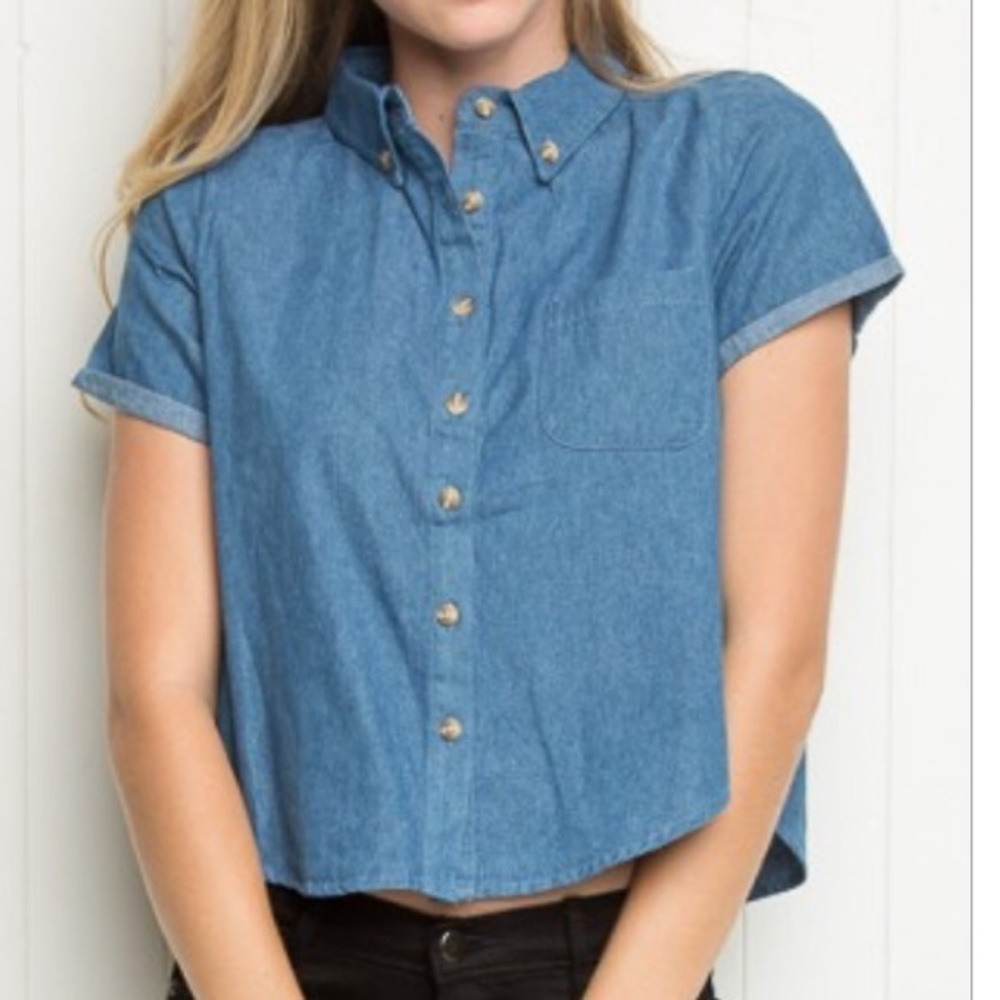 SOLD***Brandy Melville denim button up shirt