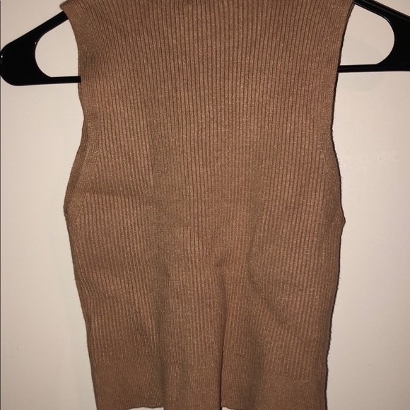 Camel Turtleneck Ribbed Top - Picture 3 of 4