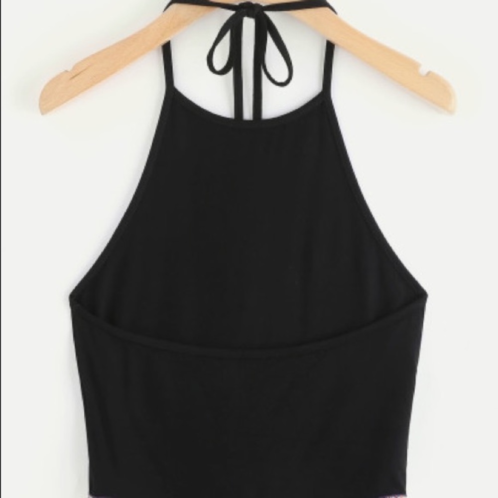 ♠️Black Embroidered ♠️Tape Pom Pom TOP - Picture 3 of 8