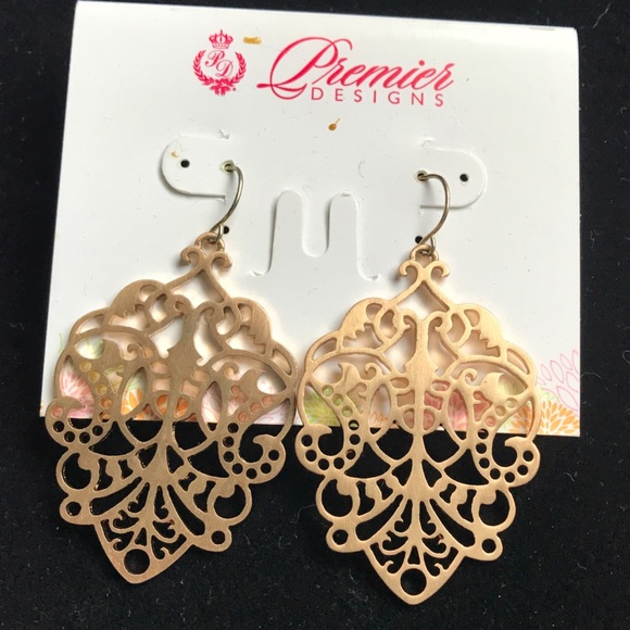 Gun Metal Gold Earrings - Picture 1 of 1