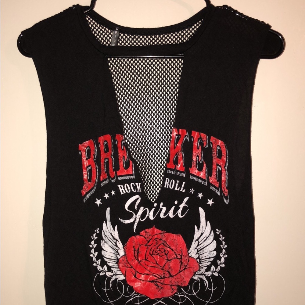 Cut-Out & Mesh Graphic Tank