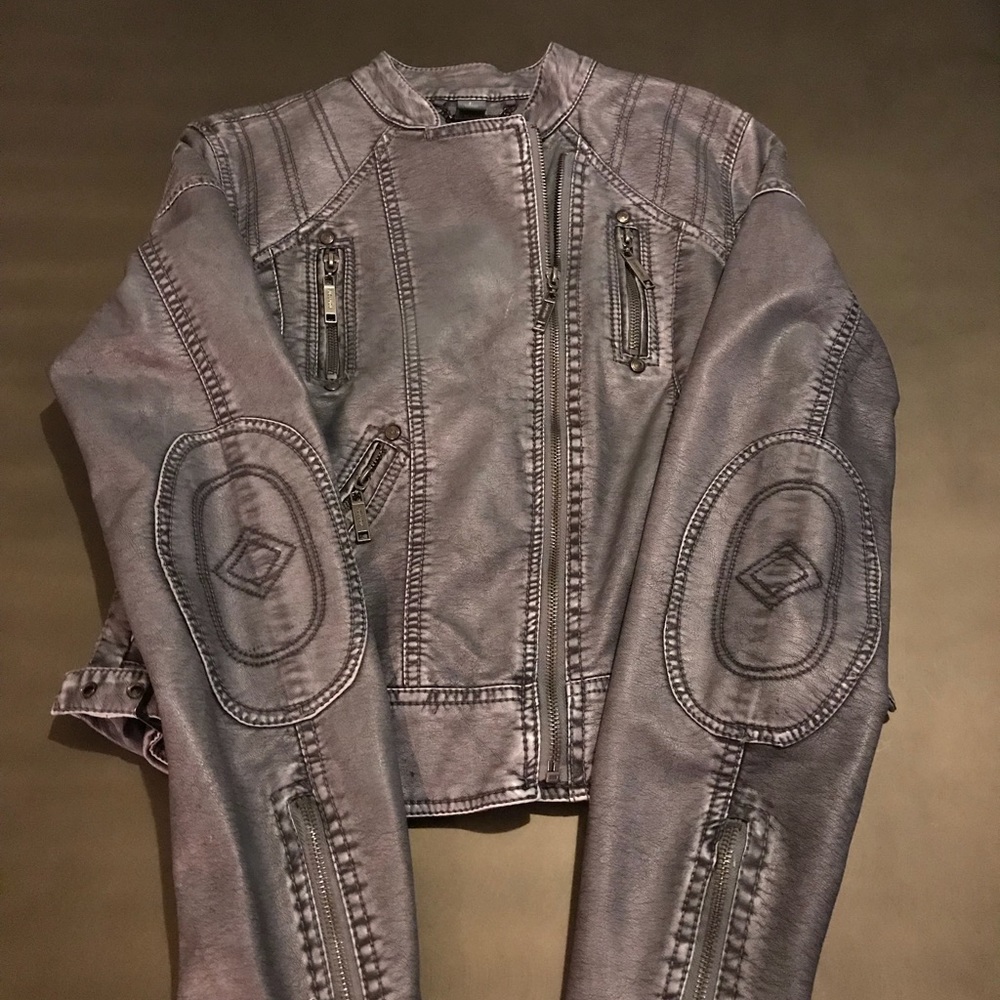 Distressed vegan fitted moto