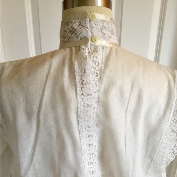 60s Vintage Edwardian Lace Top - Picture 4 of 8