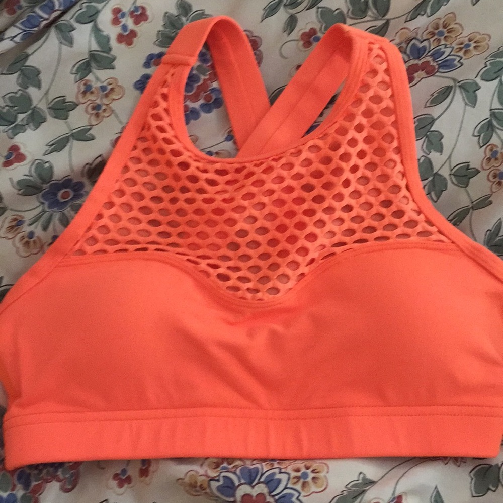 Lorna Jane high neck orange sports bra