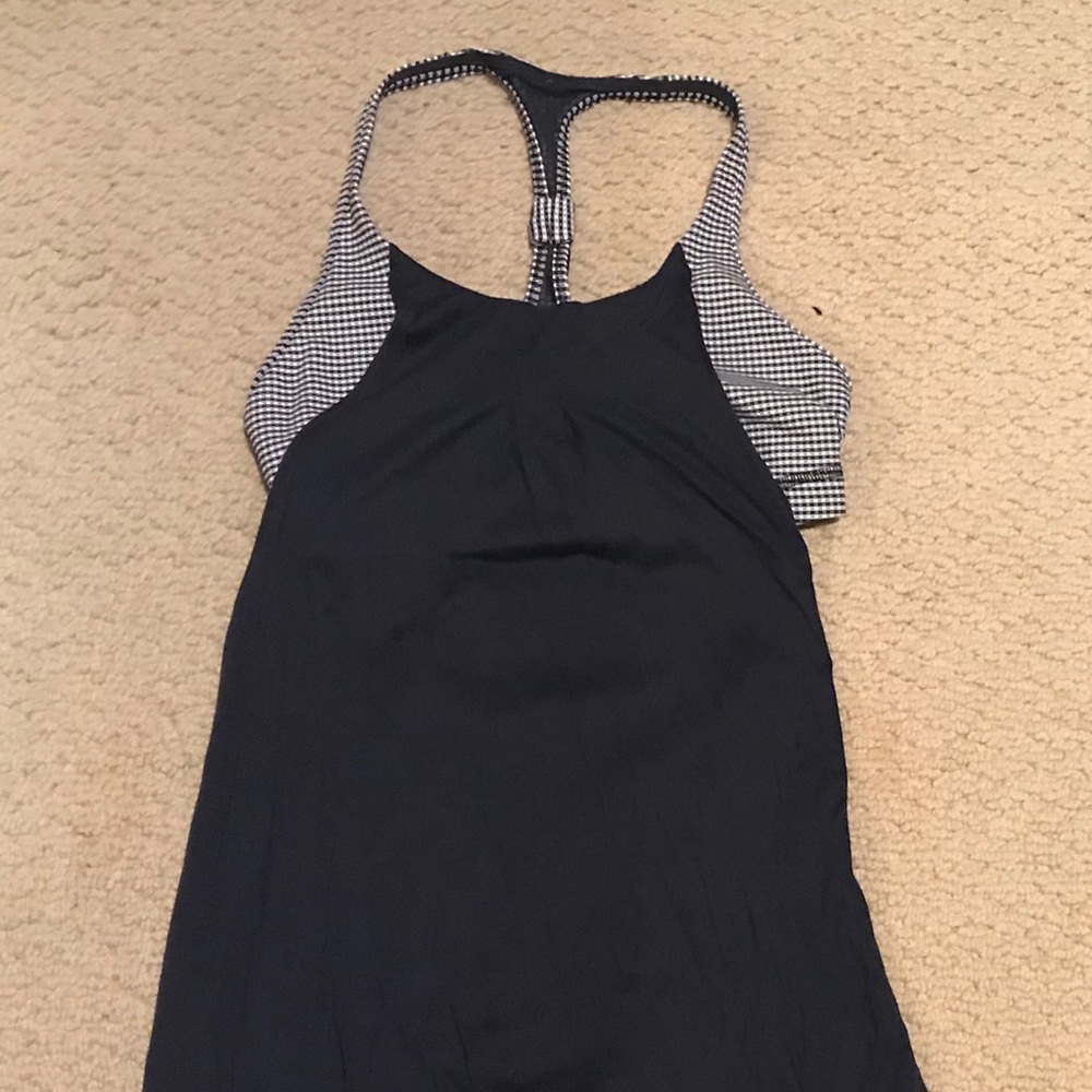 Lululemon- blue gingham no limits tank, size 6