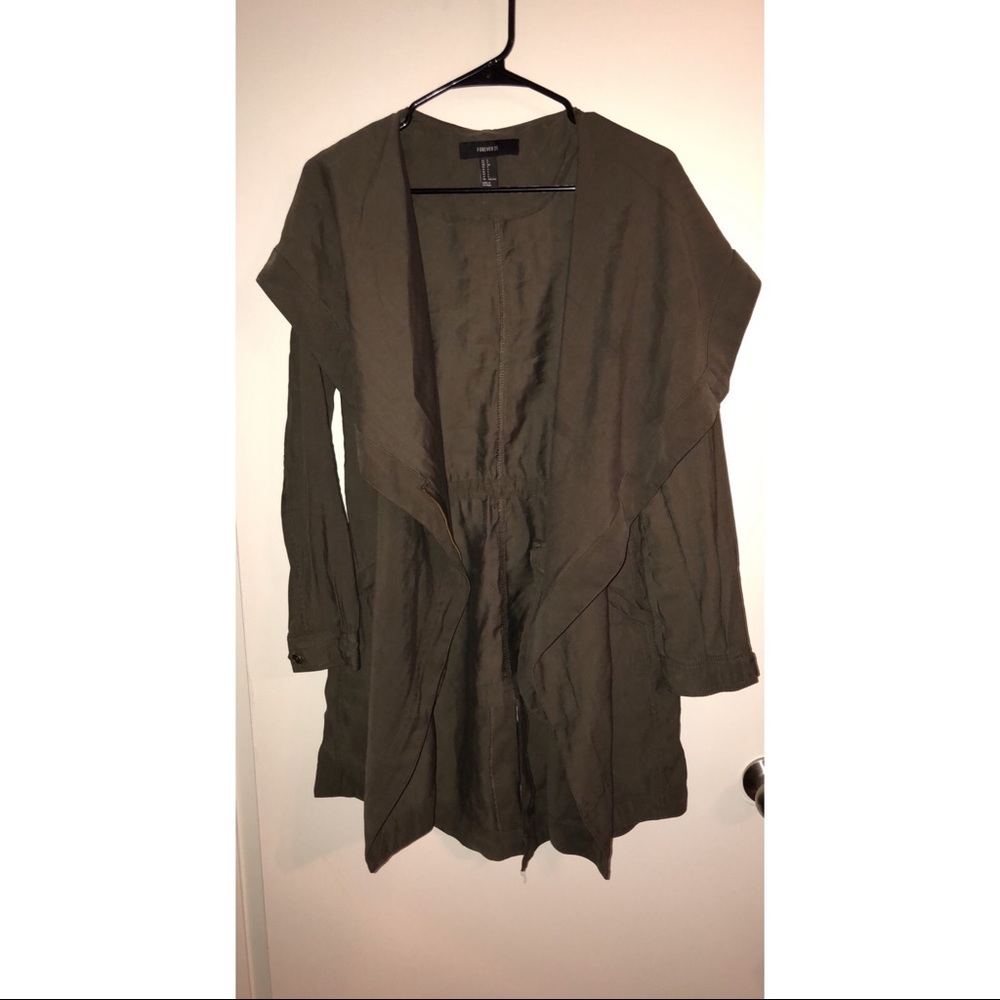 Olive Hooded Longline Jacket
