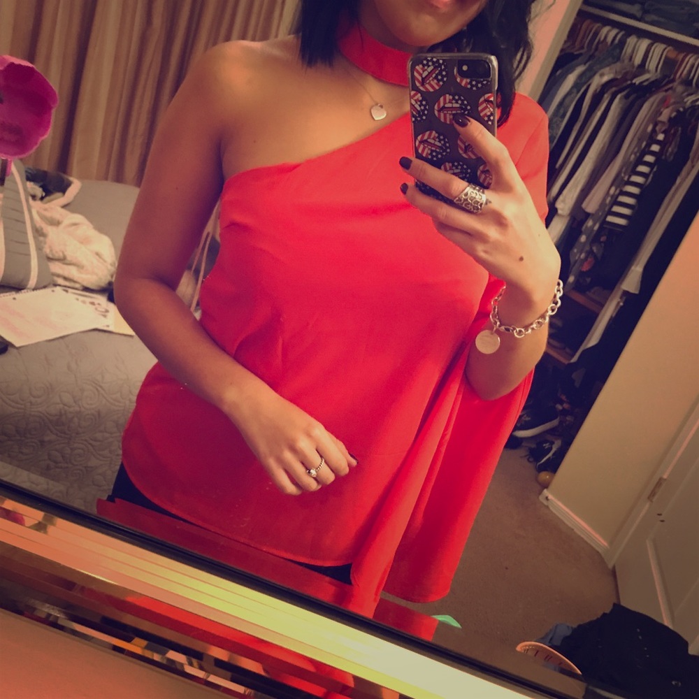 One shoulder bell sleeve top