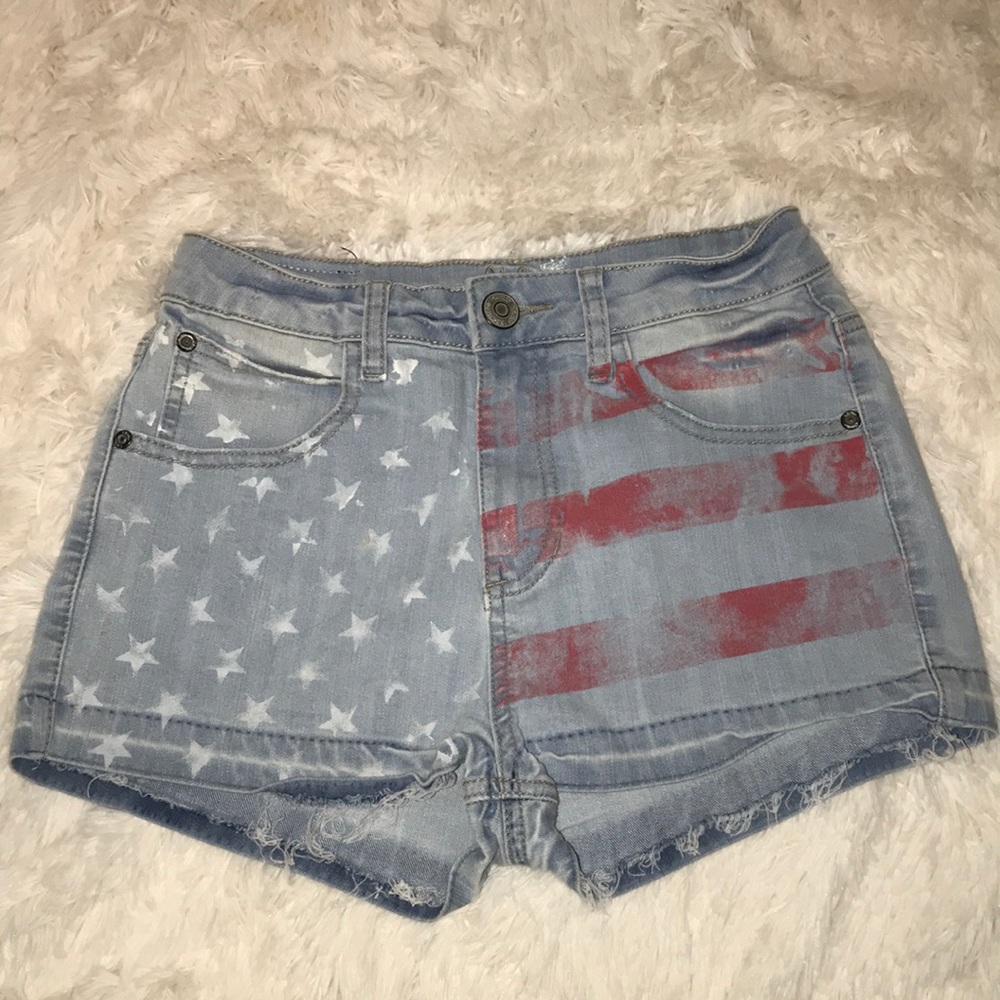 high waisted American flag shorts