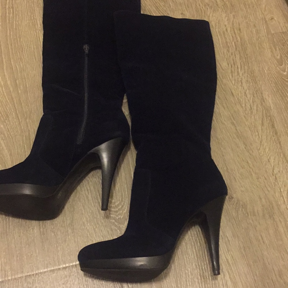 INC Cute velvet boots, size 8,5  Dark Navy