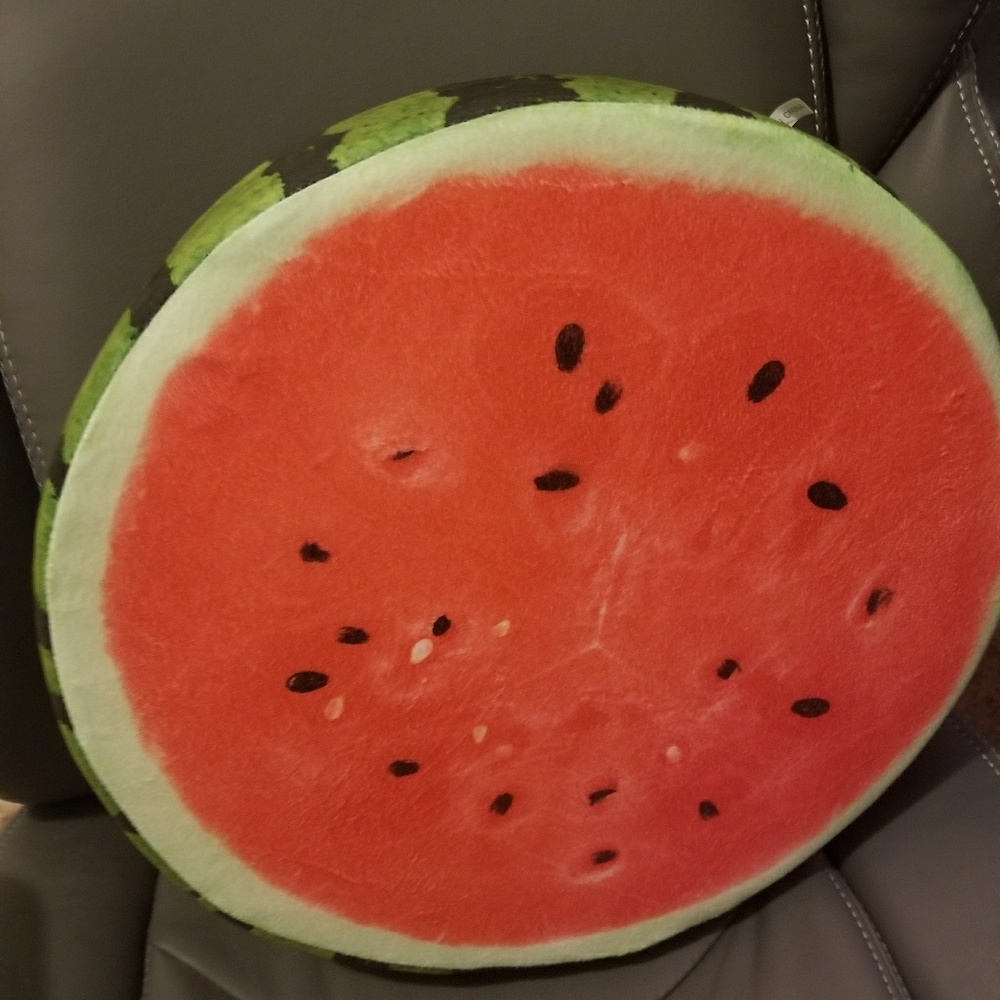 Unique, photorealistic foam watermelon pillow