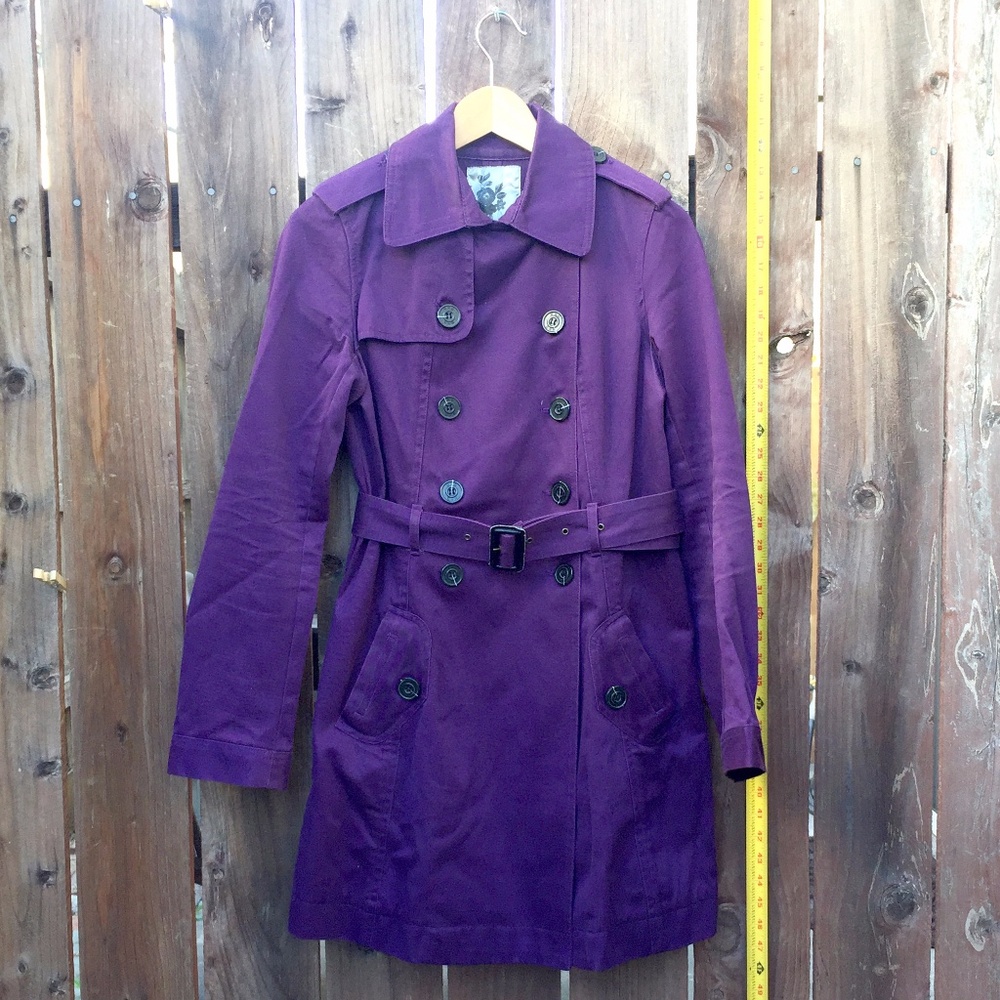 Mango Purple Trench Coat Medium Cotton Women's