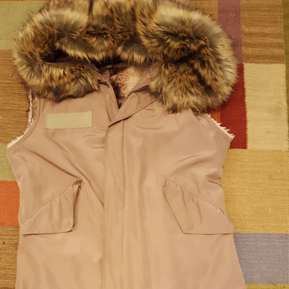 Faux Fur lined sleeveless jacket