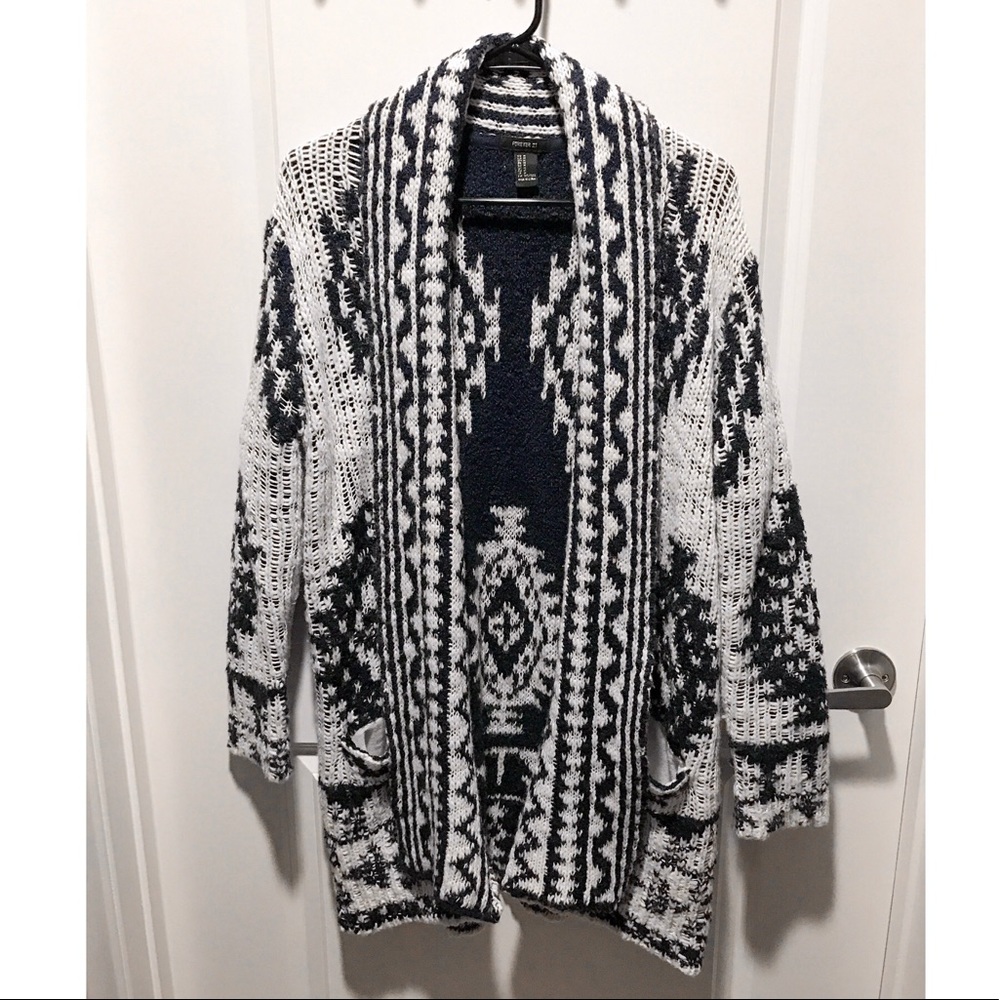 Cozy Longline Tribal Print Knit Cardigan