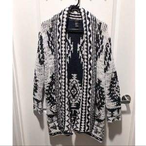 Cozy Longline Tribal Print Knit Cardigan