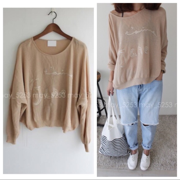 Letters Boxy Cropped Lightweight Sweater - Picture 2 of 2