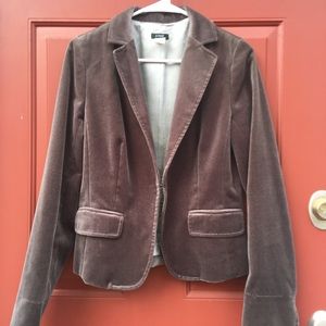 J crew olive cotton blazer with velvet like feel.