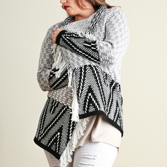 Umgee Plus Size Top Sz 1X Drape Cardigan Western Waterfall Womens Sweater Duster - Picture 1 of 4