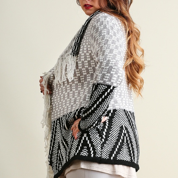 Umgee Plus Size Top Sz 1X Drape Cardigan Western Waterfall Womens Sweater Duster - Picture 2 of 4