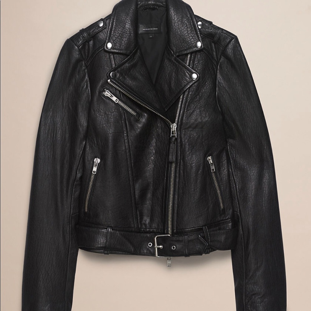 Black Pebbled Leather Motorcycle Jacket NWOT - Picture 2 of 8