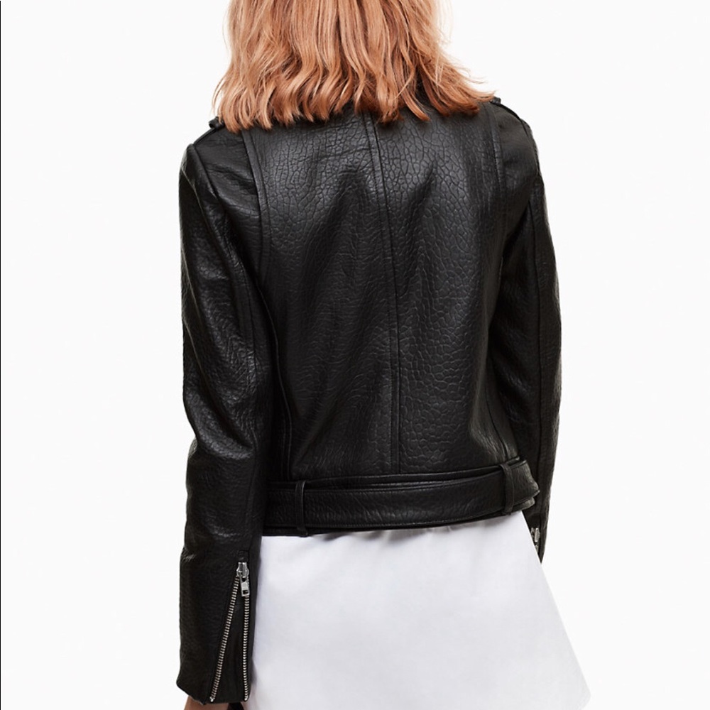 Black Pebbled Leather Motorcycle Jacket NWOT - Picture 3 of 8