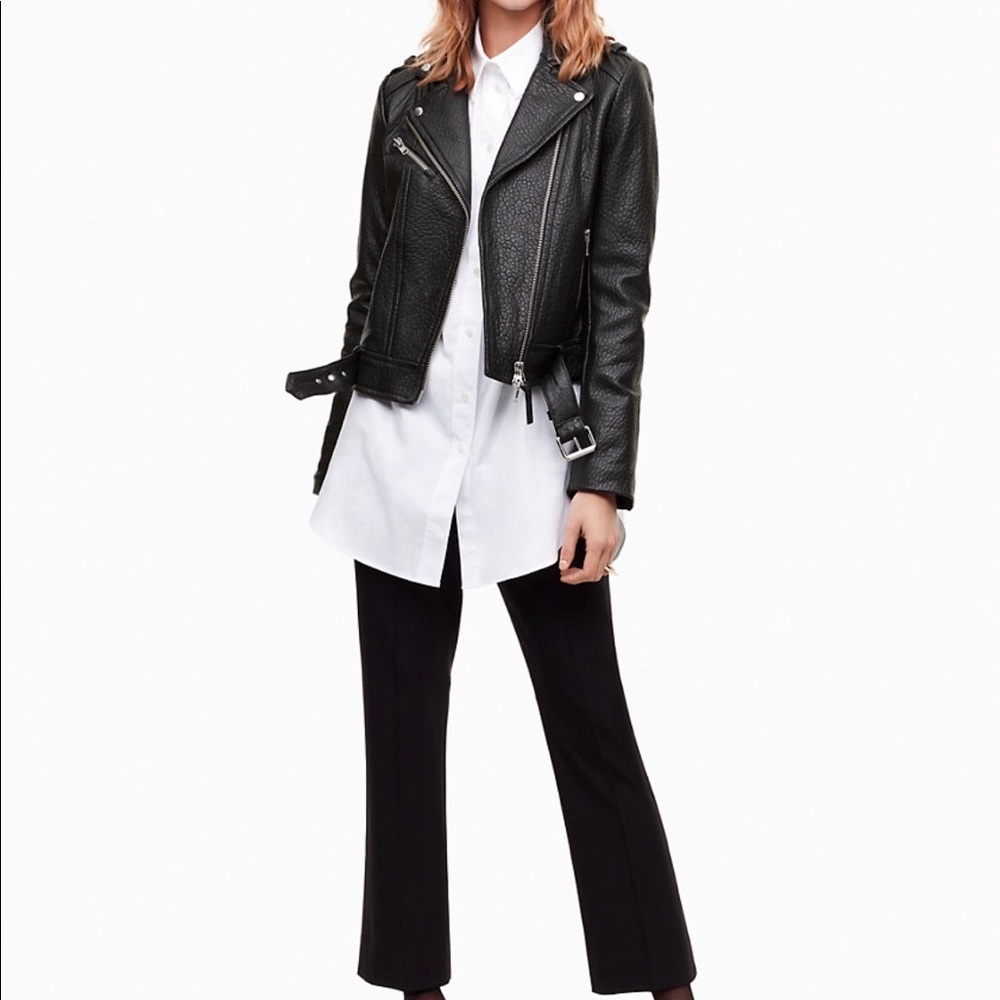 Black Pebbled Leather Motorcycle Jacket NWOT - Picture 4 of 8