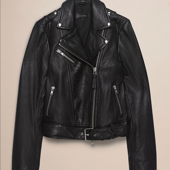 Black Pebbled Leather Motorcycle Jacket NWOT - Picture 2 of 8