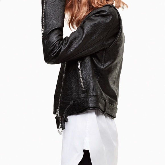 Black Pebbled Leather Motorcycle Jacket NWOT - Picture 5 of 8